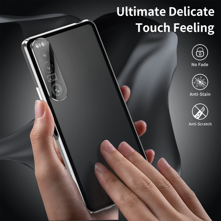 For Sony Xperia 1 IV HD Magnetic Metal Tempered Glass Phone Case(Silver) - Sony Cases by PMC TechLife | Online Shopping South Africa | PMC TechLife | Buy Now Pay Later Mobicred
