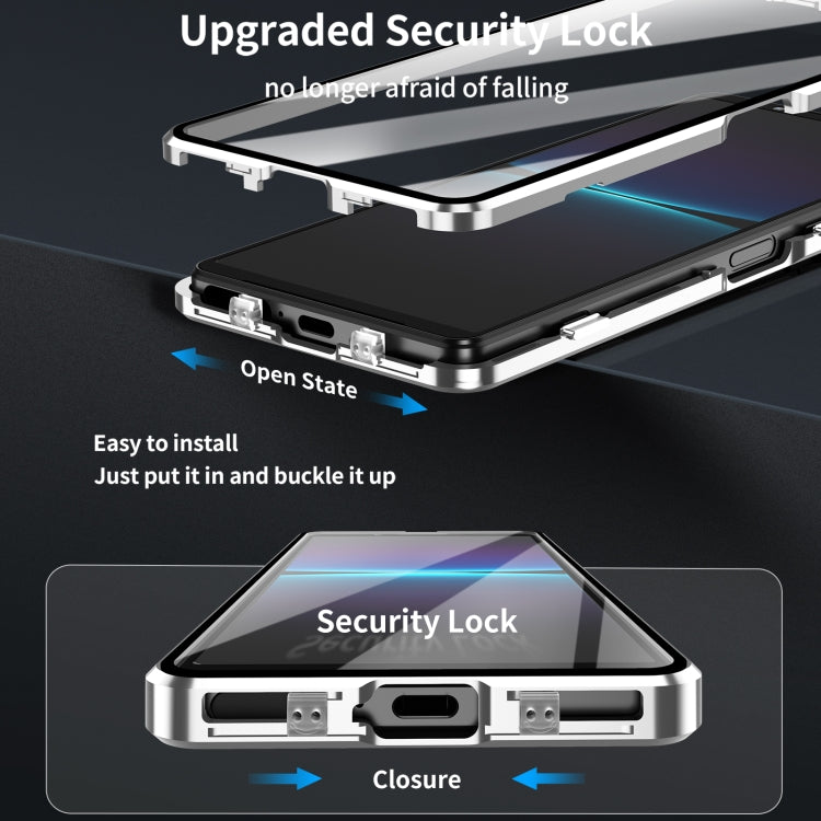 For Sony Xperia 1 IV HD Magnetic Metal Tempered Glass Phone Case(Silver) - Sony Cases by PMC TechLife | Online Shopping South Africa | PMC TechLife | Buy Now Pay Later Mobicred