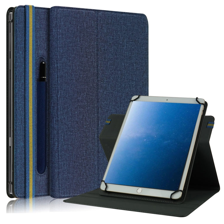 For 10 inch Cloth Texture 360 Rotation Horizontal Flip Universal Tablet PC Leather Case with Pen Slot(Blue) - 10 - 11 inch by PMC TechLife | Online Shopping South Africa | PMC TechLife | Buy Now Pay Later Mobicred