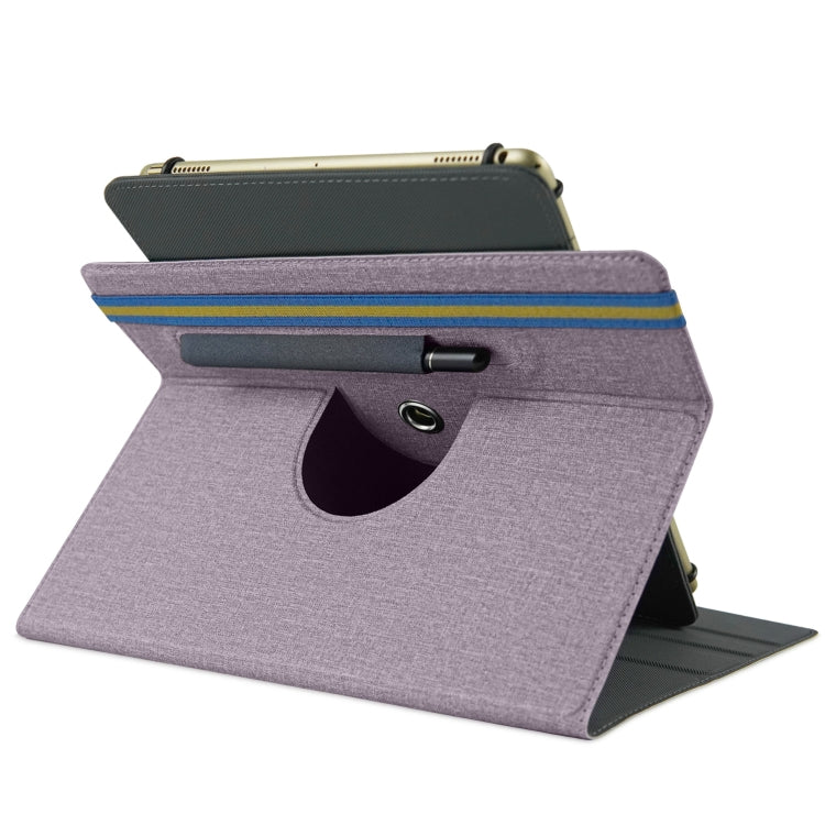 For 10 inch Cloth Texture 360 Rotation Horizontal Flip Universal Tablet PC Leather Case with Pen Slot(Purple) - 10 - 11 inch by PMC TechLife | Online Shopping South Africa | PMC TechLife | Buy Now Pay Later Mobicred