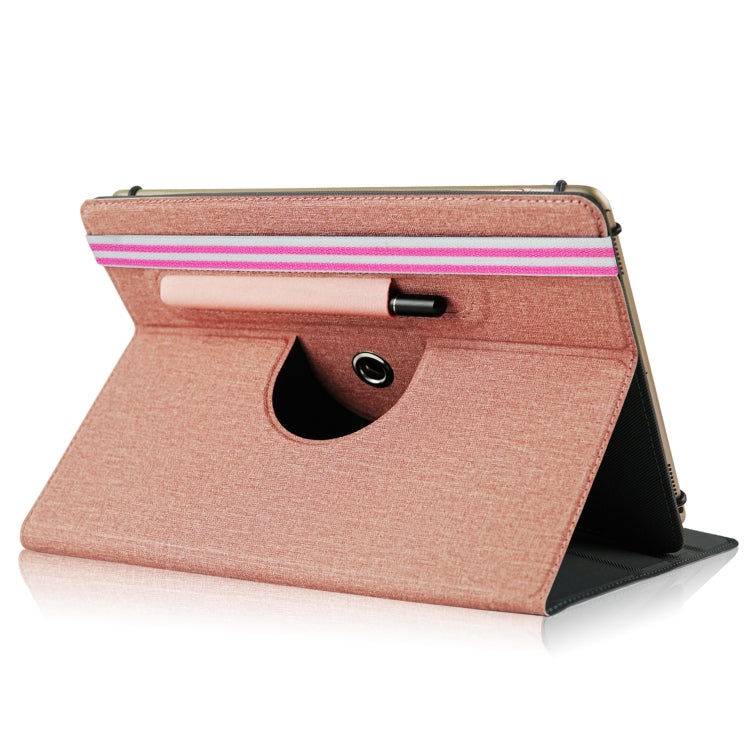 For 10 inch Cloth Texture 360 Rotation Horizontal Flip Universal Tablet PC Leather Case with Pen Slot(Rose Gold) - 10 - 11 inch by PMC TechLife | Online Shopping South Africa | PMC TechLife | Buy Now Pay Later Mobicred