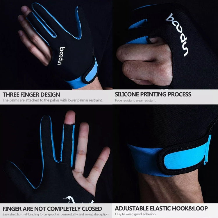 BOODUN M050912 Thin Breathable Men and Women Billiards Three Finger Single Gloves, Size:L(Sky Blue) - free shipping - PMC TechLife - Order now!