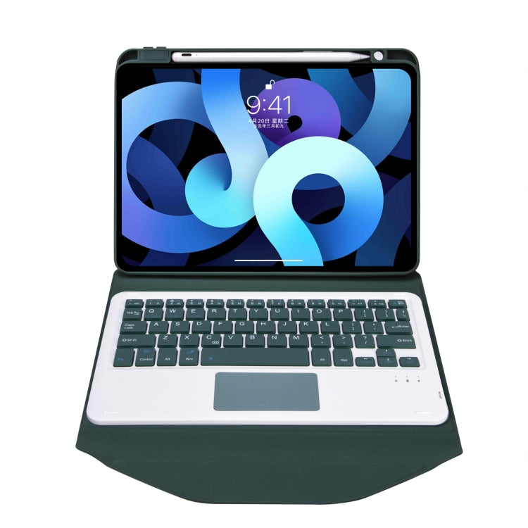 Z098B-A Pen Slot Touchpad Bluetooth Keyboard Leather Tablet Case For iPad Air 10.9 2022/2020(Green) - For iPad Air by PMC TechLife | Online Shopping South Africa | PMC TechLife | Buy Now Pay Later Mobicred