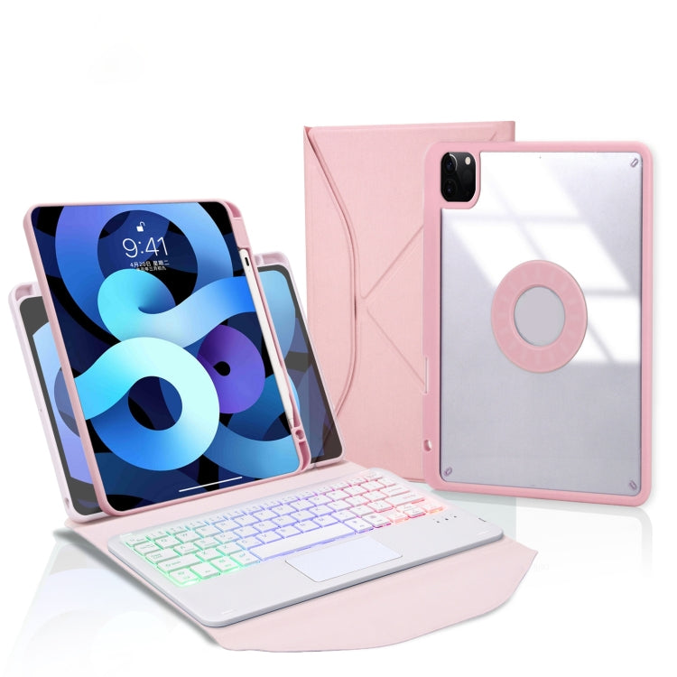 Z11B-AS Pen Slot Touchpad Backlight Bluetooth Keyboard Leather Tablet Case For iPad Pro 11 2021/2020/2018(Pink) - For iPad Pro by PMC TechLife | Online Shopping South Africa | PMC TechLife