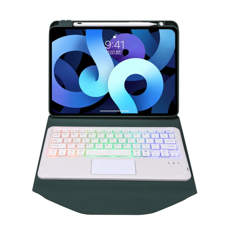 Z098B-AS Pen Slot Touchpad Backlight Bluetooth Keyboard Leather Tablet Case For iPad Air 10.9 2022/2020(Green) - For iPad Air by PMC TechLife | Online Shopping South Africa | PMC TechLife