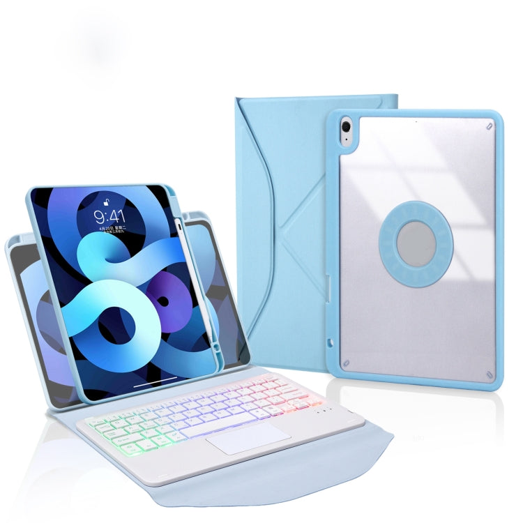 Z098B-AS Pen Slot Touchpad Backlight Bluetooth Keyboard Leather Tablet Case For iPad Air 10.9 2022/2020(Sky Blue) - For iPad Air by PMC TechLife | Online Shopping South Africa | PMC TechLife