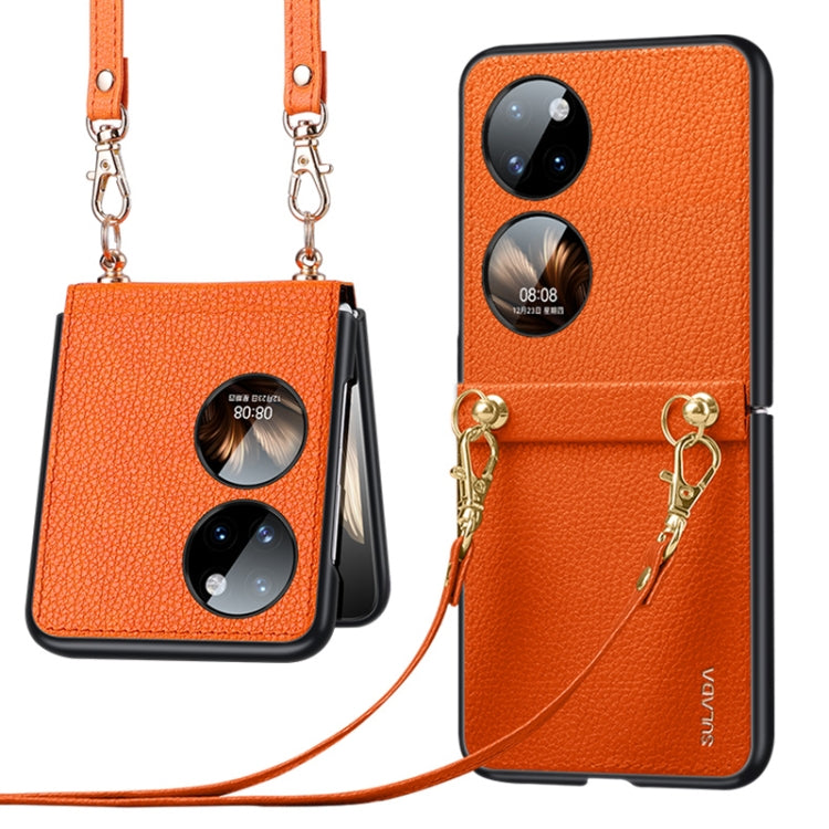 For Huawei P50 Pocket SULADA Litchi Texture Leather + TPU Phone Case with Strap(Orange) - Huawei Cases by SULADA | Online Shopping South Africa | PMC TechLife | Buy Now Pay Later Mobicred