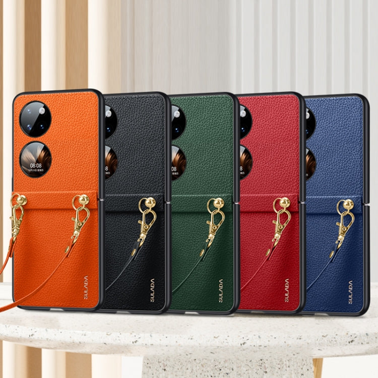 For Huawei P50 Pocket SULADA Litchi Texture Leather + TPU Phone Case with Strap(Blue) - Huawei Cases by SULADA | Online Shopping South Africa | PMC TechLife | Buy Now Pay Later Mobicred