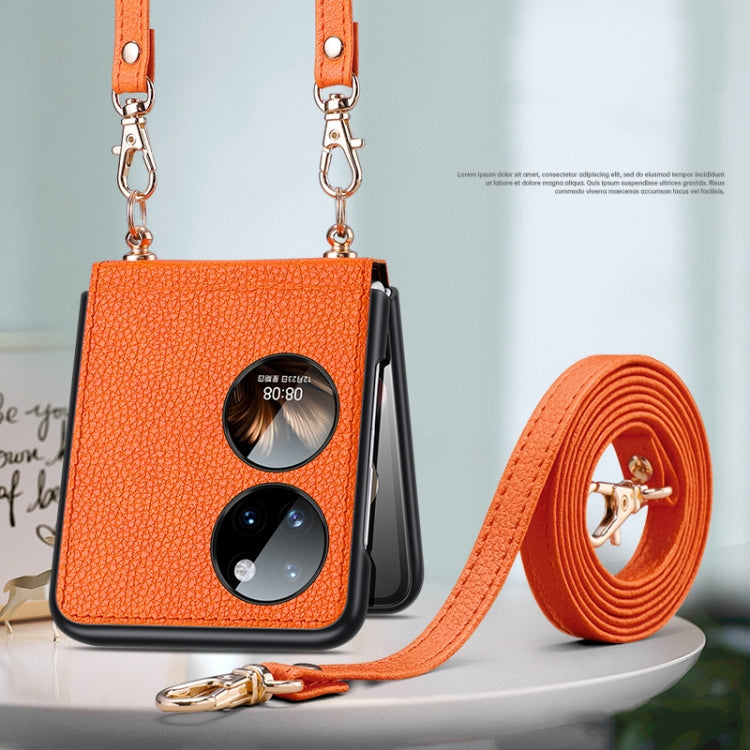 For Huawei P50 Pocket SULADA Litchi Texture Leather + TPU Phone Case with Strap(Orange) - Huawei Cases by SULADA | Online Shopping South Africa | PMC TechLife | Buy Now Pay Later Mobicred