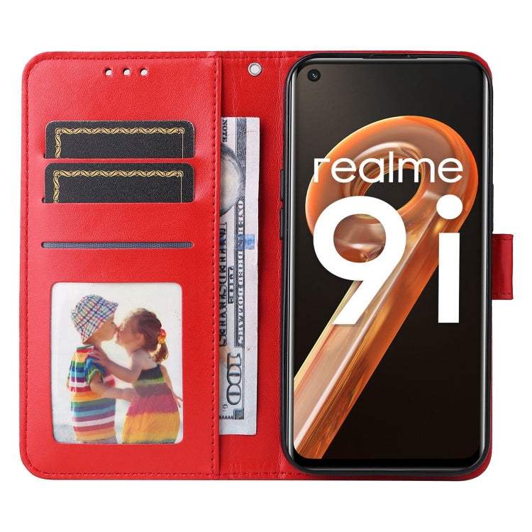 For OPPO Realme 9i / A36 4G / A76 4G Embossed Sunflower Leather Phone Case(Red) - Realme Cases by PMC TechLife | Online Shopping South Africa | PMC TechLife | Buy Now Pay Later Mobicred