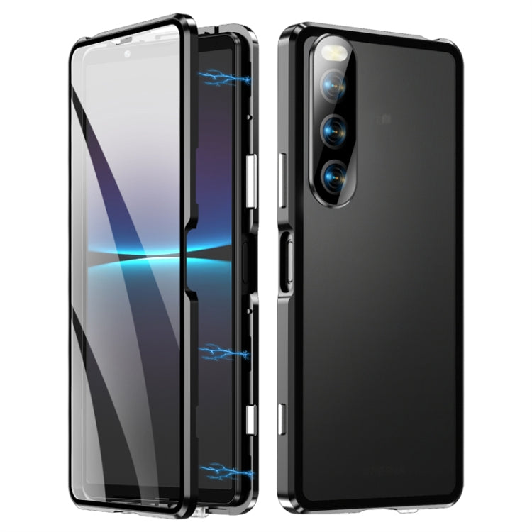 For Sony Xperia 10 IV HD Magnetic Metal Tempered Glass Phone Case(Black) - Sony Cases by PMC TechLife | Online Shopping South Africa | PMC TechLife | Buy Now Pay Later Mobicred