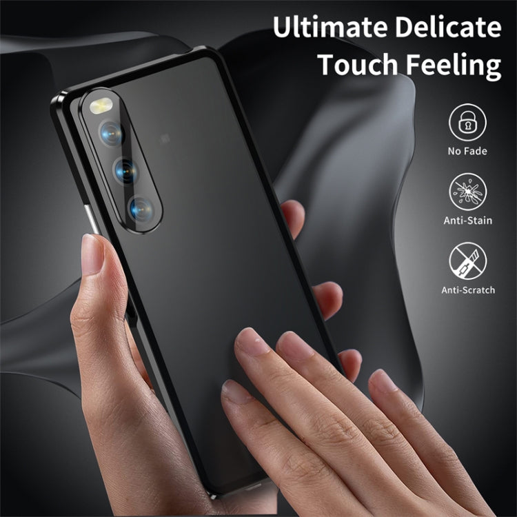 For Sony Xperia 10 IV HD Magnetic Metal Tempered Glass Phone Case(Black) - Sony Cases by PMC TechLife | Online Shopping South Africa | PMC TechLife | Buy Now Pay Later Mobicred