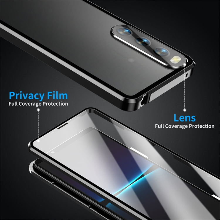 For Sony Xperia 10 IV HD Magnetic Metal Tempered Glass Phone Case(Black) - Sony Cases by PMC TechLife | Online Shopping South Africa | PMC TechLife | Buy Now Pay Later Mobicred