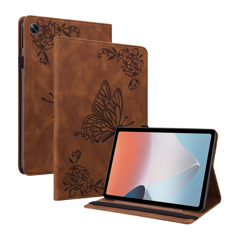 For OPPO Pad Air Butterfly Flower Embossed Leather Tablet Case(Brown) - OPPO by PMC TechLife | Online Shopping South Africa | PMC TechLife | Buy Now Pay Later Mobicred