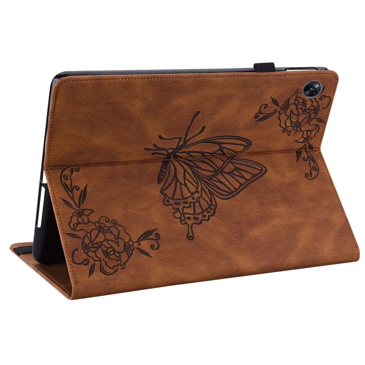 For OPPO Pad Air Butterfly Flower Embossed Leather Tablet Case(Brown) - OPPO by PMC TechLife | Online Shopping South Africa | PMC TechLife | Buy Now Pay Later Mobicred