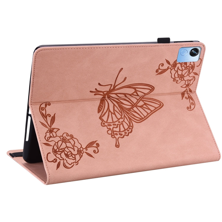 For Realme Pad X Butterfly Flower Embossed Leather Tablet Case(Rose Gold) - Realme by PMC TechLife | Online Shopping South Africa | PMC TechLife | Buy Now Pay Later Mobicred