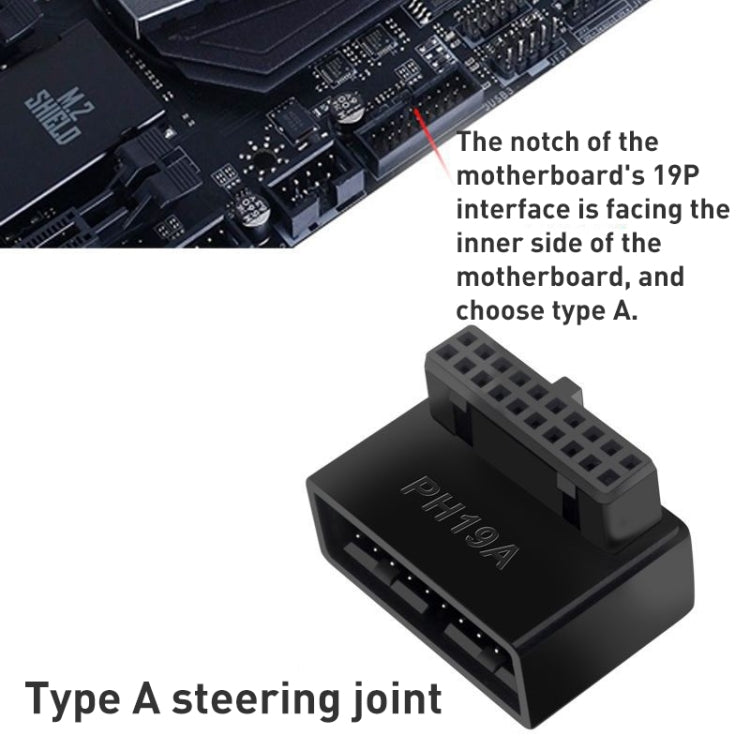 10 PCS 3.0 19P 20P 90 Degree Motherboard Male To Female Extension Adapter, Model: PH19B - Others by PMC TechLife | Online Shopping South Africa | PMC TechLife