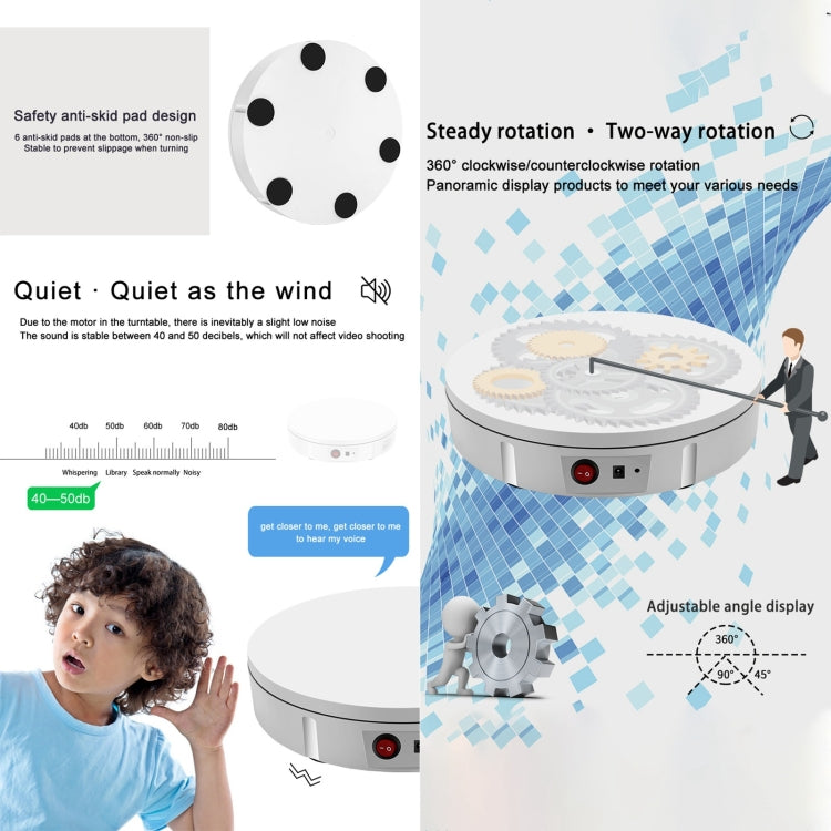 42cm Charging Rotating Display Stand Video Shooting Turntable, Load: 100kg, Power Plug:UK Plug(White) -  by PMC TechLife | Online Shopping South Africa | PMC TechLife | Buy Now Pay Later Mobicred
