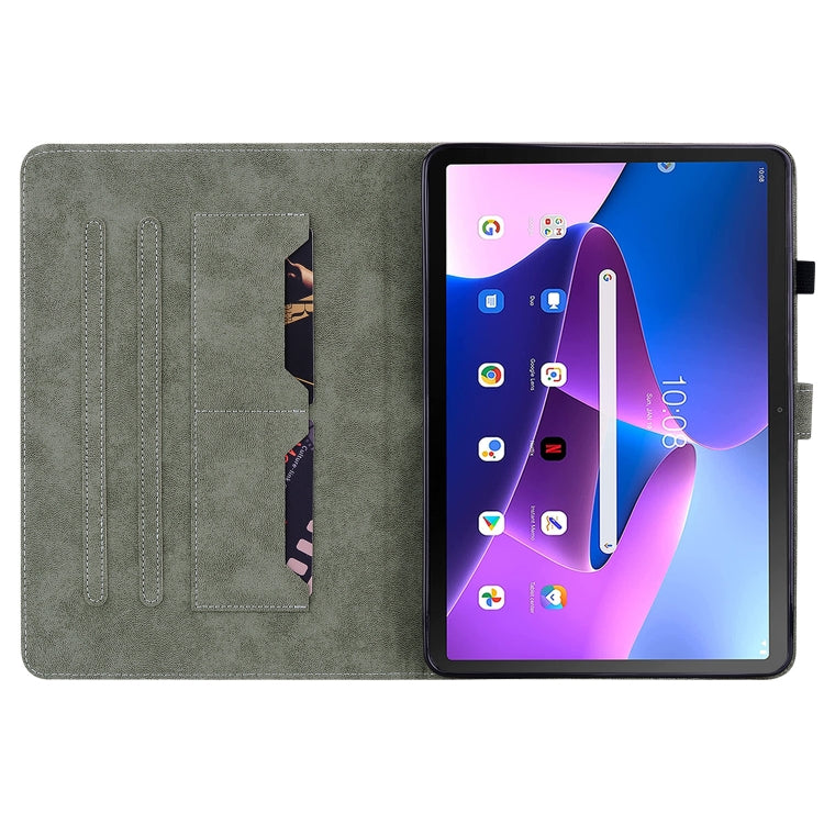 For Lenovo Tab M10 10.1 3rd Gen Tiger Pattern PU Tablet Case(Brown) - Lenovo by PMC TechLife | Online Shopping South Africa | PMC TechLife | Buy Now Pay Later Mobicred