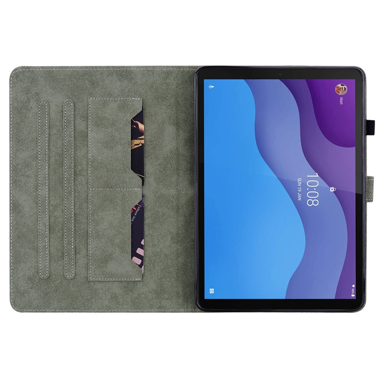 For Lenovo Tab M10 HD Gen 2 Tiger Pattern PU Tablet Case(Dark Green) - Lenovo by PMC TechLife | Online Shopping South Africa | PMC TechLife | Buy Now Pay Later Mobicred