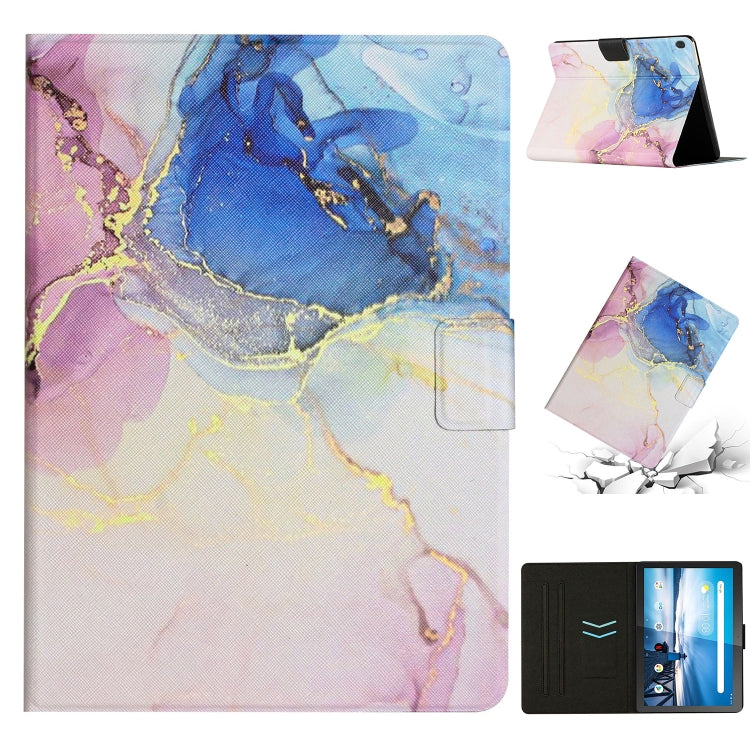 For Lenovo Tab M10 X605F X505 Marble Pattern Smart Leather Tablet Case(Pink Blue) - Lenovo by PMC TechLife | Online Shopping South Africa | PMC TechLife | Buy Now Pay Later Mobicred