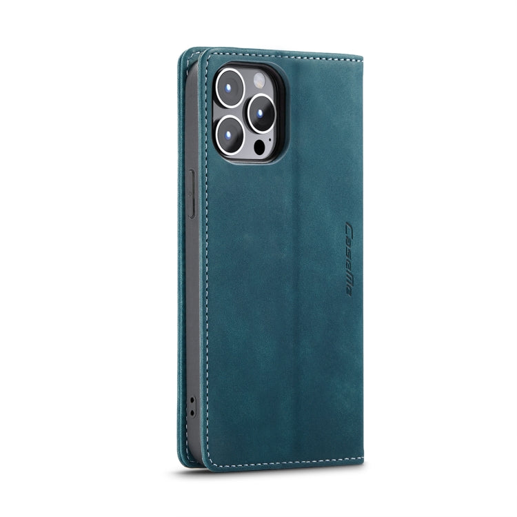 For iPhone 14 Pro CaseMe-013 Multifunctional Retro Frosted Leather Phone Case(Blue) - free shipping - PMC Jewellery - Order now!