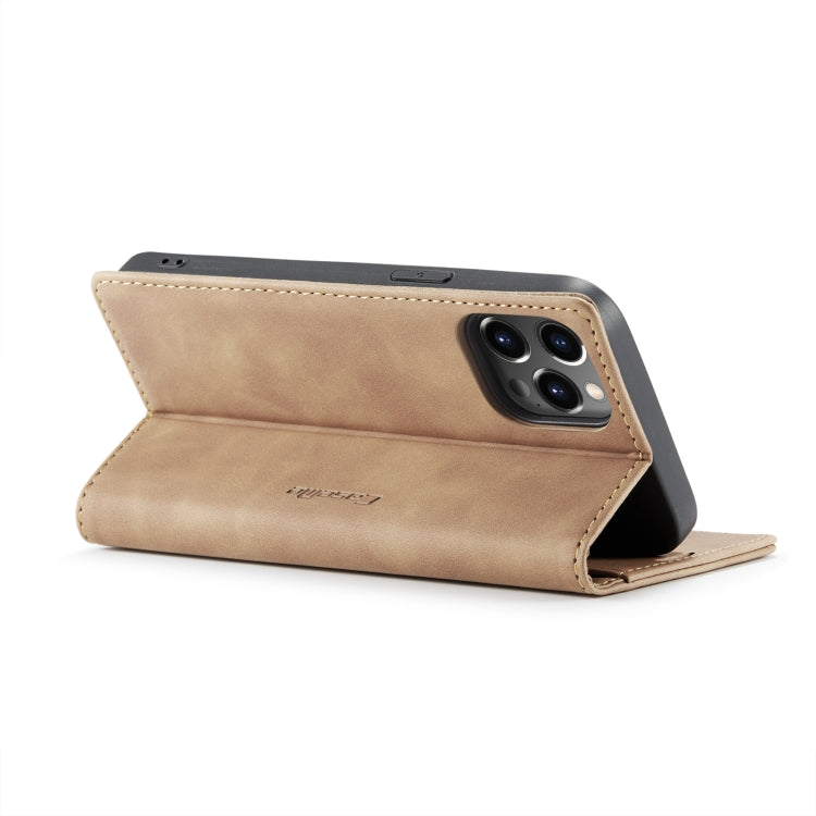 For iPhone 14 Pro Max CaseMe-013 Multifunctional Retro Frosted Leather Phone Case (Brown) - free shipping - PMC Jewellery - Order now!