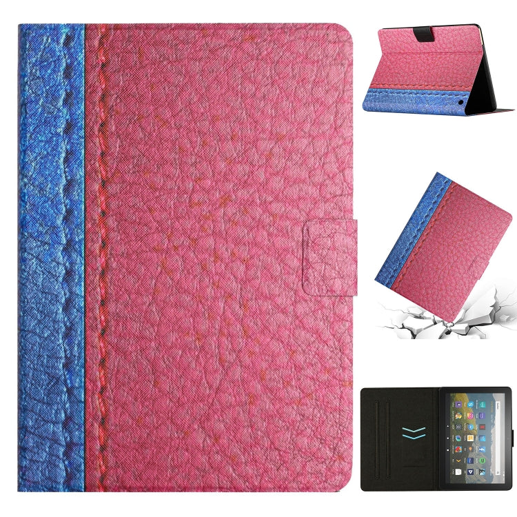 For Amazon Kindle Fire HD 10 2021 Stitching Solid Color Smart Leather Tablet Case(Rose Red) - Amazon by PMC TechLife | Online Shopping South Africa | PMC TechLife | Buy Now Pay Later Mobicred