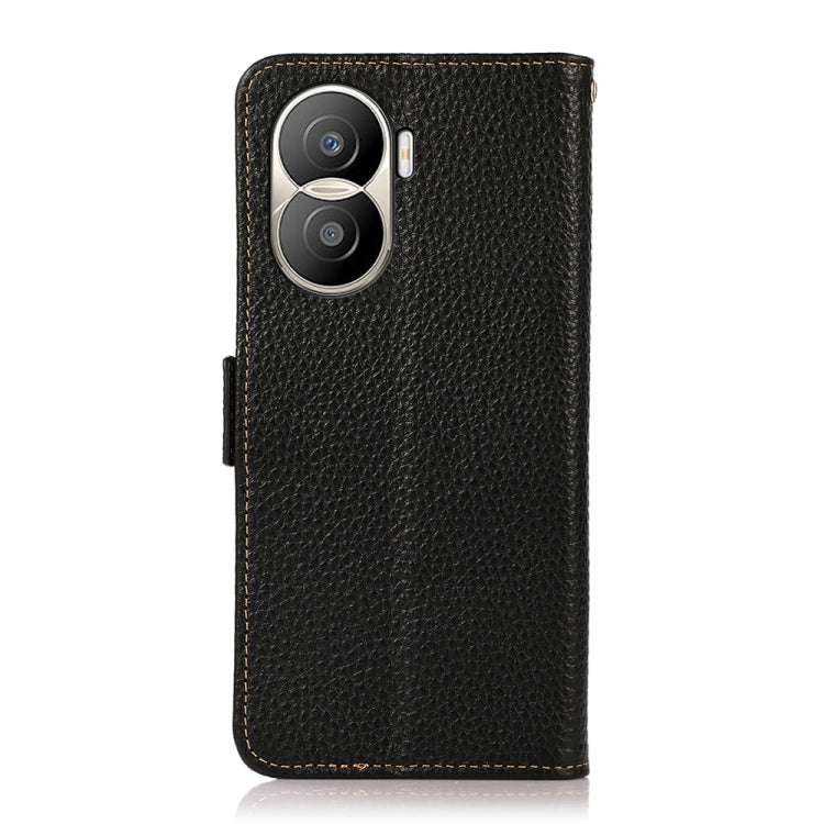 For Honor X40i KHAZNEH Side-Magnetic Litchi Texture Genuine Leather RFID Phone Case(Black) - Honor Cases by PMC TechLife | Online Shopping South Africa | PMC TechLife | Buy Now Pay Later Mobicred