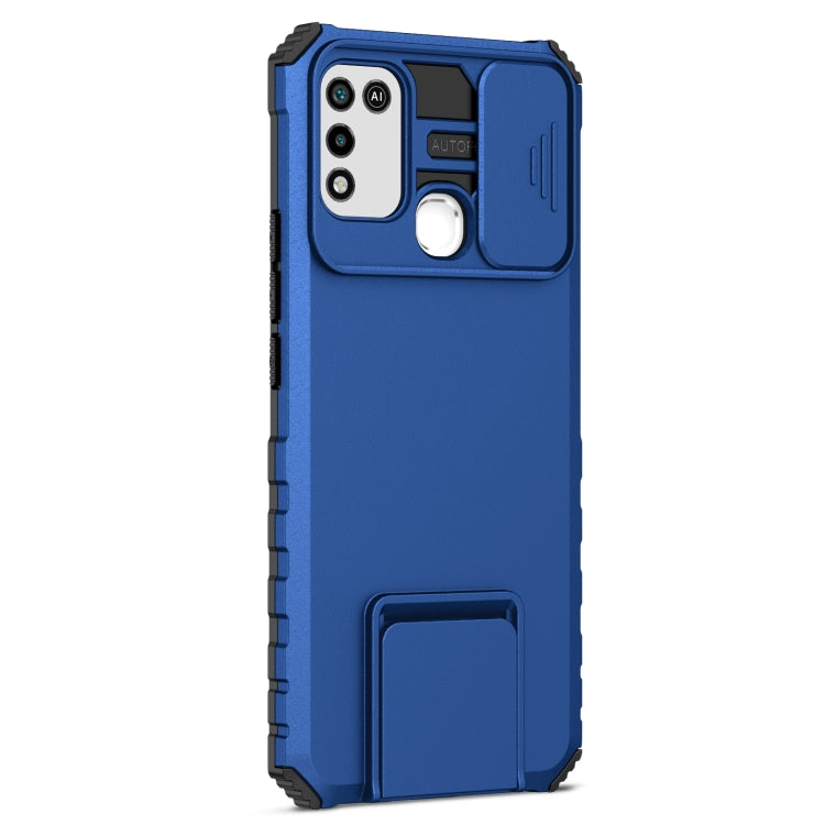 For Infinix Hot 10 Play/11 Play Stereoscopic Holder Sliding Camshield Phone Case(Blue) - Infinix Cases by PMC TechLife | Online Shopping South Africa | PMC TechLife