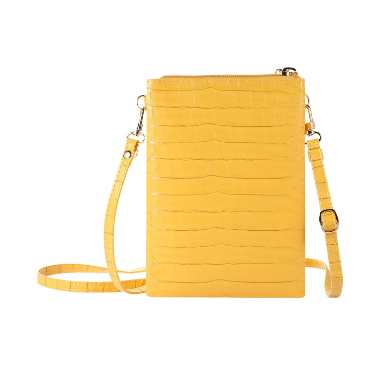 Stone Texture Card Holder Mobile Phone Zipper Bag with Long Strap(Yellow) -  by PMC TechLife | Online Shopping South Africa | PMC TechLife | Buy Now Pay Later Mobicred
