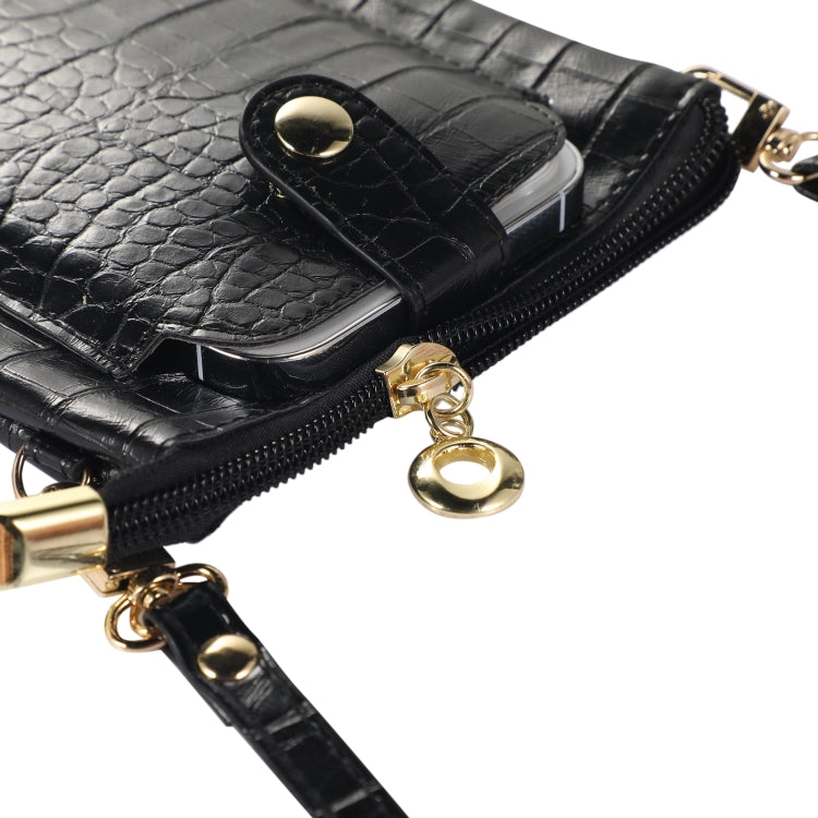 Stone Texture Card Holder Mobile Phone Zipper Bag with Long Strap(Pink) -  by PMC TechLife | Online Shopping South Africa | PMC TechLife | Buy Now Pay Later Mobicred