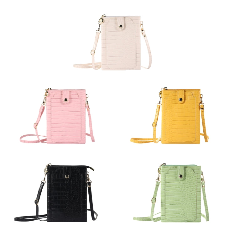 Stone Texture Card Holder Mobile Phone Zipper Bag with Long Strap(Pink) -  by PMC TechLife | Online Shopping South Africa | PMC TechLife | Buy Now Pay Later Mobicred