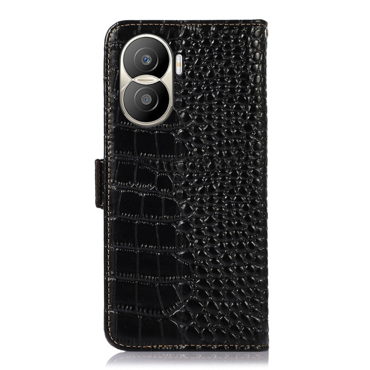 For Honor X40i Crocodile Top Layer Cowhide Leather Phone Case(Black) - Honor Cases by PMC TechLife | Online Shopping South Africa | PMC TechLife | Buy Now Pay Later Mobicred