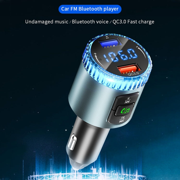 BC77 QC3.0 Fast Charging Car Bluetooth Hands-free MP3 Player FM Transmitter(Navy Blue) - Bluetooth Car Kits by PMC TechLife | Online Shopping South Africa | PMC TechLife | Buy Now Pay Later Mobicred