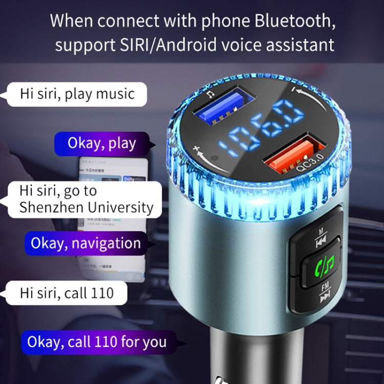 BC77 QC3.0 Fast Charging Car Bluetooth Hands-free MP3 Player FM Transmitter(Navy Blue) - Bluetooth Car Kits by PMC TechLife | Online Shopping South Africa | PMC TechLife | Buy Now Pay Later Mobicred