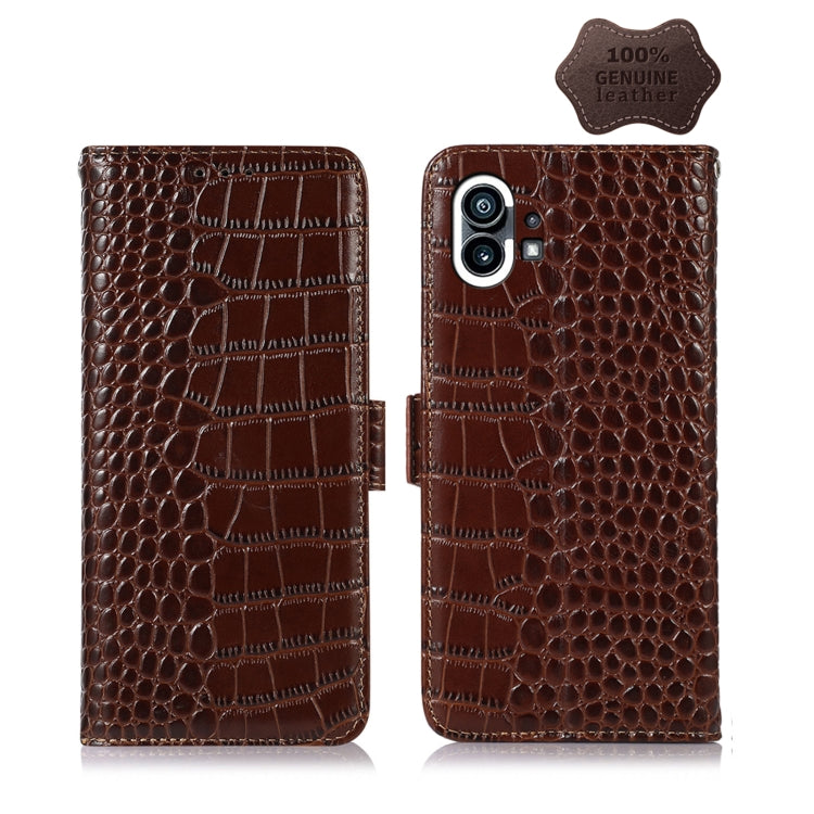 For Nothing Phone 1 Crocodile Top Layer Cowhide Leather Phone Case(Brown) - Nothing Cases by PMC TechLife | Online Shopping South Africa | PMC TechLife | Buy Now Pay Later Mobicred