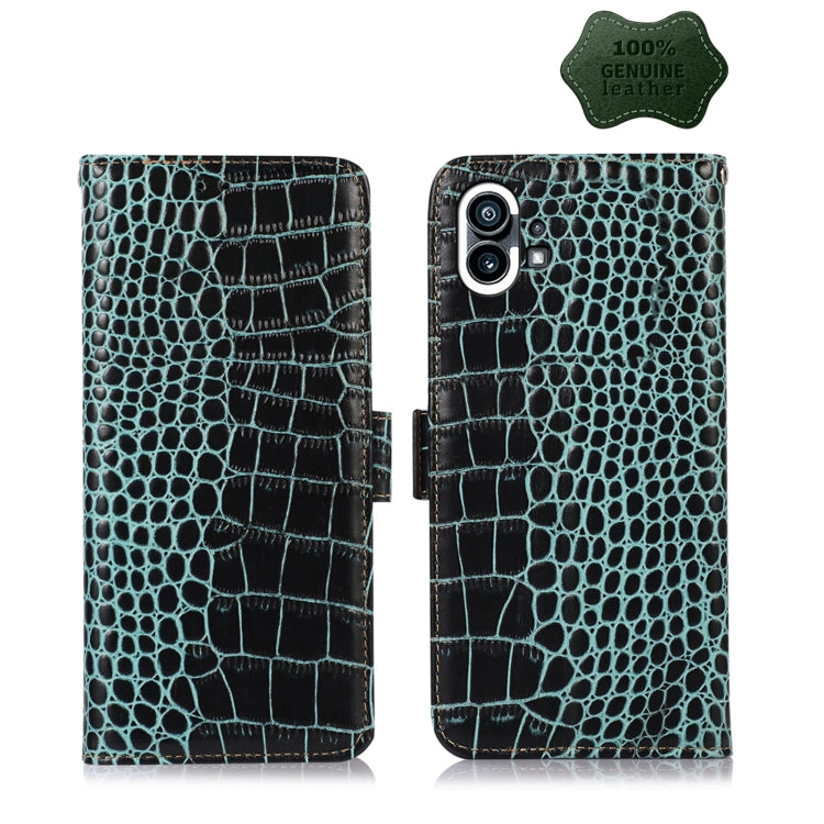 For Nothing Phone 1 Crocodile Top Layer Cowhide Leather Phone Case(Green) - Nothing Cases by PMC TechLife | Online Shopping South Africa | PMC TechLife | Buy Now Pay Later Mobicred