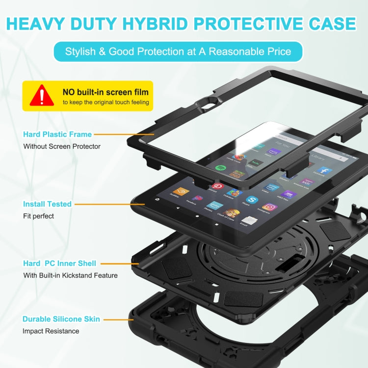 For Amazon Kindle Fire 7 2022 Hard PC Soft Silicone Full Body Tablet Case(Black) - free shipping - PMC TechLife - Order now!