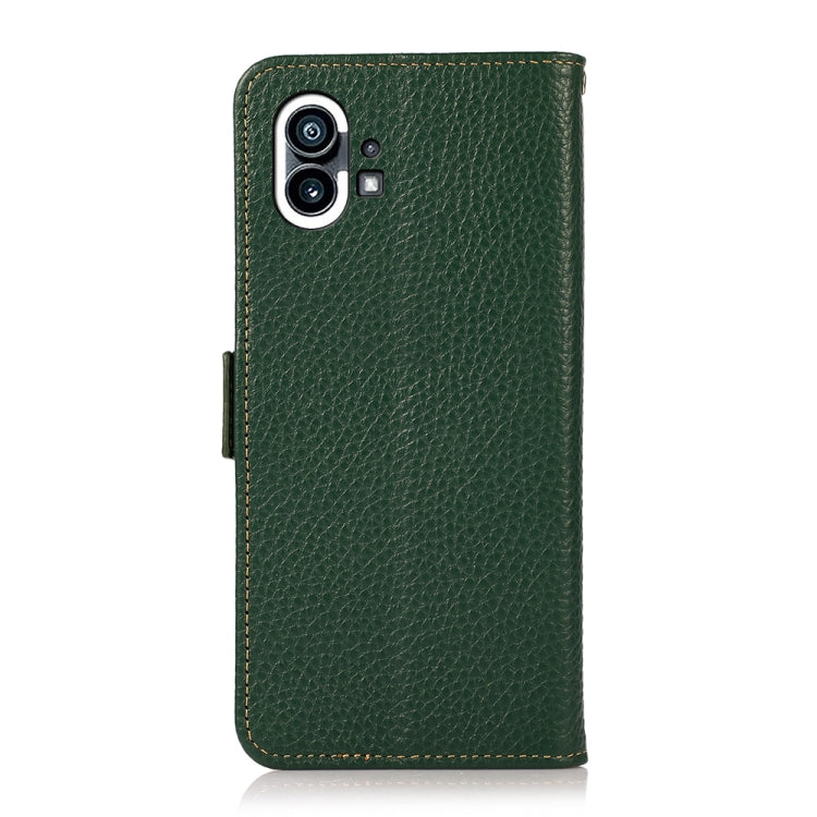 For Nothing Phone 1 KHAZNEH Side-Magnetic Litchi Genuine Leather RFID Phone Case(Green) - Nothing Cases by PMC TechLife | Online Shopping South Africa | PMC TechLife | Buy Now Pay Later Mobicred