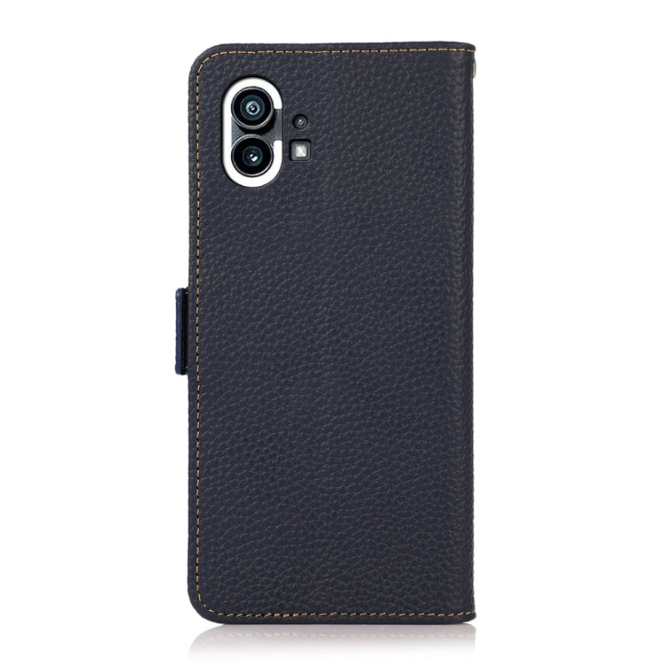 For Nothing Phone 1 KHAZNEH Side-Magnetic Litchi Genuine Leather RFID Phone Case(Blue) - Nothing Cases by PMC TechLife | Online Shopping South Africa | PMC TechLife | Buy Now Pay Later Mobicred