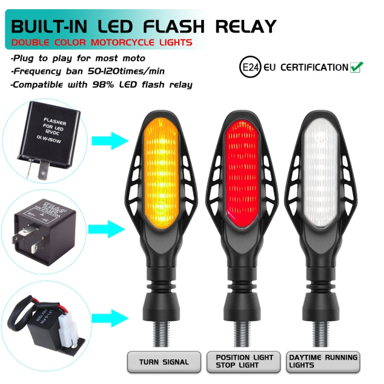 4 PCS Modified Motorcycle 16LEDs Brake Turn Tail Light, Transparent Shell(Red Light + Yellow Light) - free shipping - PMC TechLife - Order now!