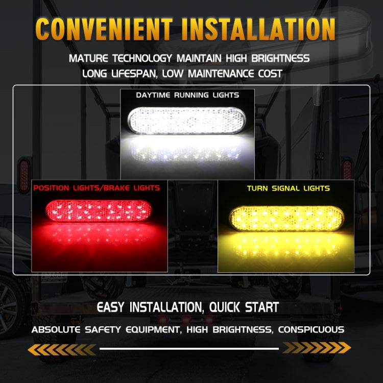 2 PCS 24LED Reflector Brake Light Turn Signal Light(Yellow Shell Yellow Light) - Turn Signal by PMC TechLife | Online Shopping South Africa | PMC TechLife | Buy Now Pay Later Mobicred