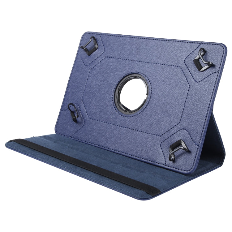 For 10 inch Tablet 360 Degree Rotation Litchi Texture Flip Leather Tablet Case(Blue) - 10 - 11 inch by PMC TechLife | Online Shopping South Africa | PMC TechLife | Buy Now Pay Later Mobicred