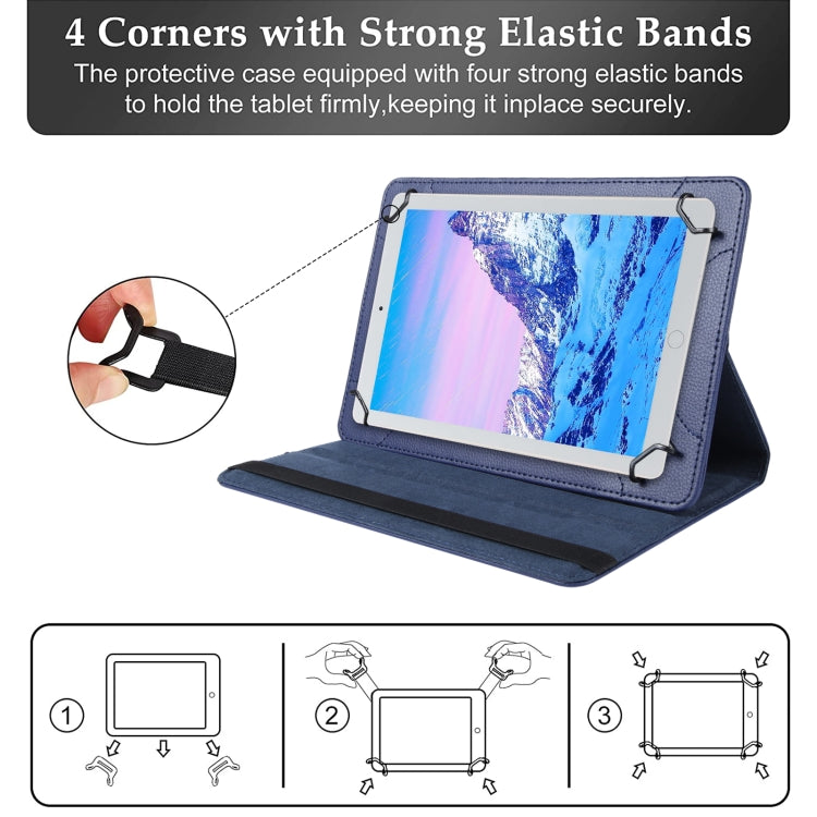 For 10 inch Tablet 360 Degree Rotation Litchi Texture Flip Leather Tablet Case(Blue) - 10 - 11 inch by PMC TechLife | Online Shopping South Africa | PMC TechLife | Buy Now Pay Later Mobicred