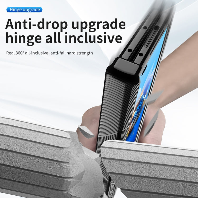 For Huawei Mate X2 Magnetic Hinges Plating Phone Case with Holder(Black) - Huawei Cases by PMC TechLife | Online Shopping South Africa | PMC TechLife | Buy Now Pay Later Mobicred