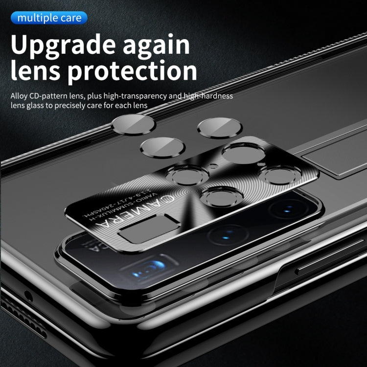 For Huawei Mate X2 Magnetic Hinges Plating Phone Case with Holder(Black) - Huawei Cases by PMC TechLife | Online Shopping South Africa | PMC TechLife | Buy Now Pay Later Mobicred