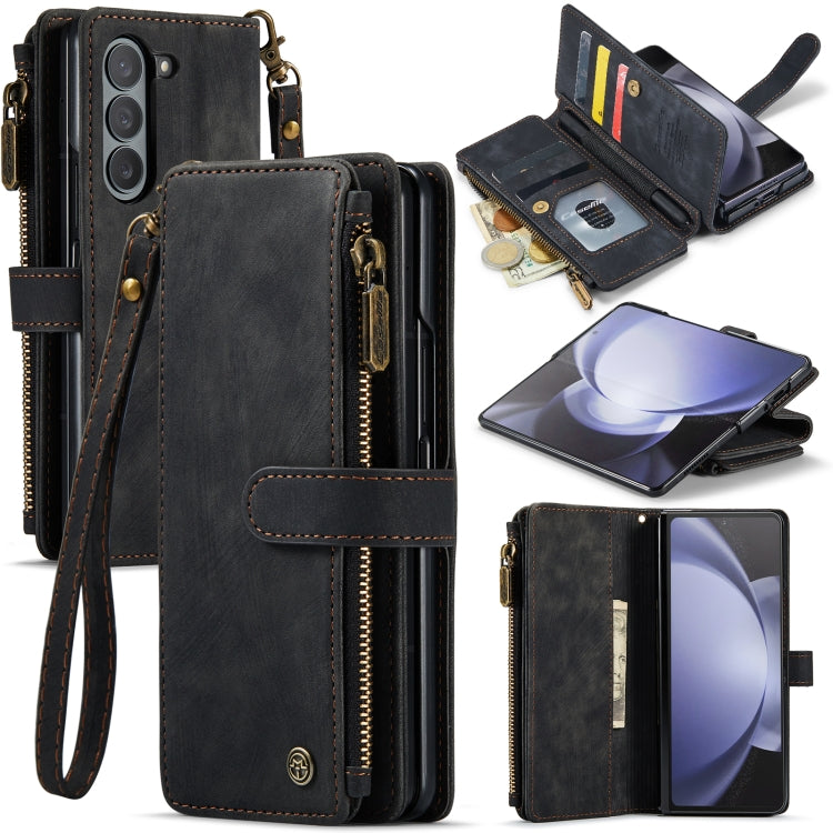 For Samsung Galaxy Z Fold5 CaseMe C30 Multifunctional Card Slots Zipper Phone Leather Phone Case(Black) - free shipping - PMC Jewellery - Order now!