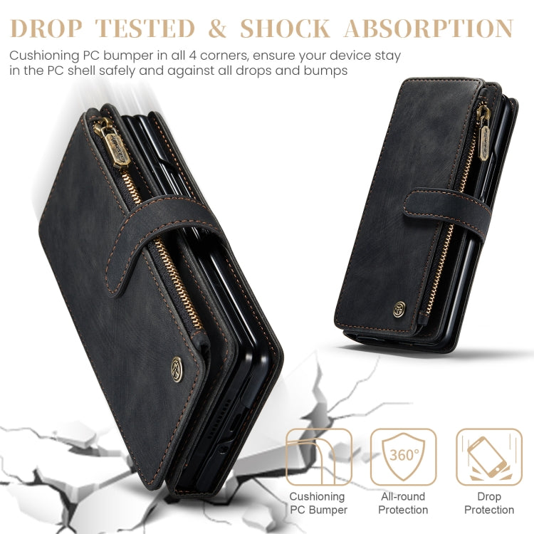 For Samsung Galaxy Z Fold5 CaseMe C30 Multifunctional Card Slots Zipper Phone Leather Phone Case(Black) - free shipping - PMC Jewellery - Order now!