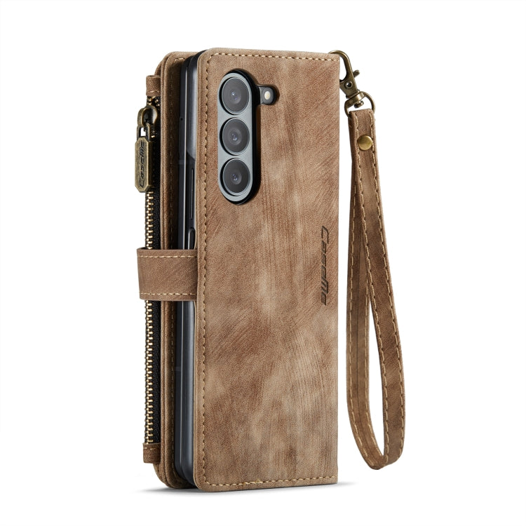 For Samsung Galaxy Z Fold5 CaseMe C30 Multifunctional Card Slots Zipper Phone Leather Phone Case(Brown) - free shipping - PMC Jewellery - Order now!